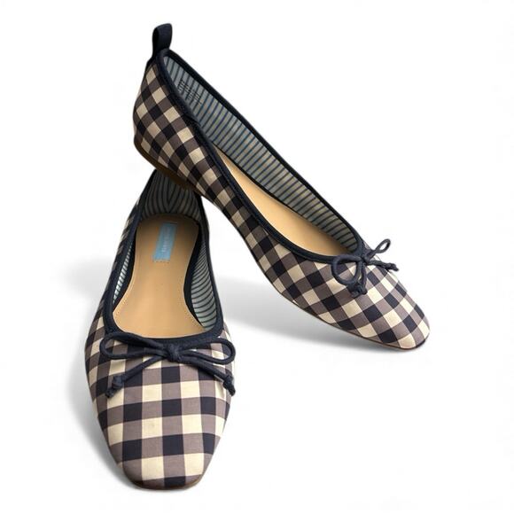 Draper James Shoes - NEW Draper James Taylor Blue White Gingham Check Ballet Flats Size 9